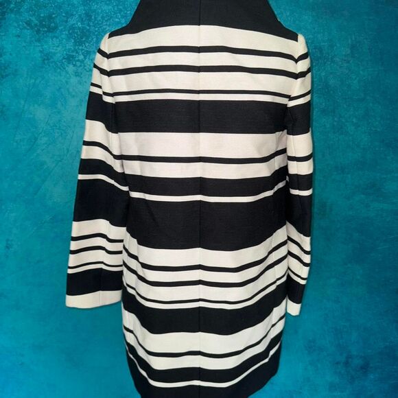 Kate Spade Navy & White Striped Button-Front Coat - Picture 2 of 6